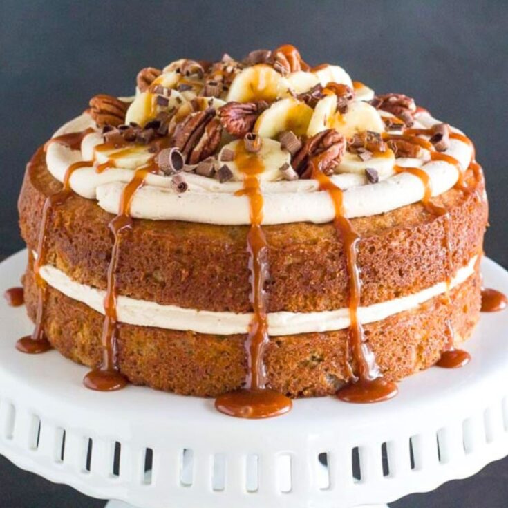 Salted caramel banana cake