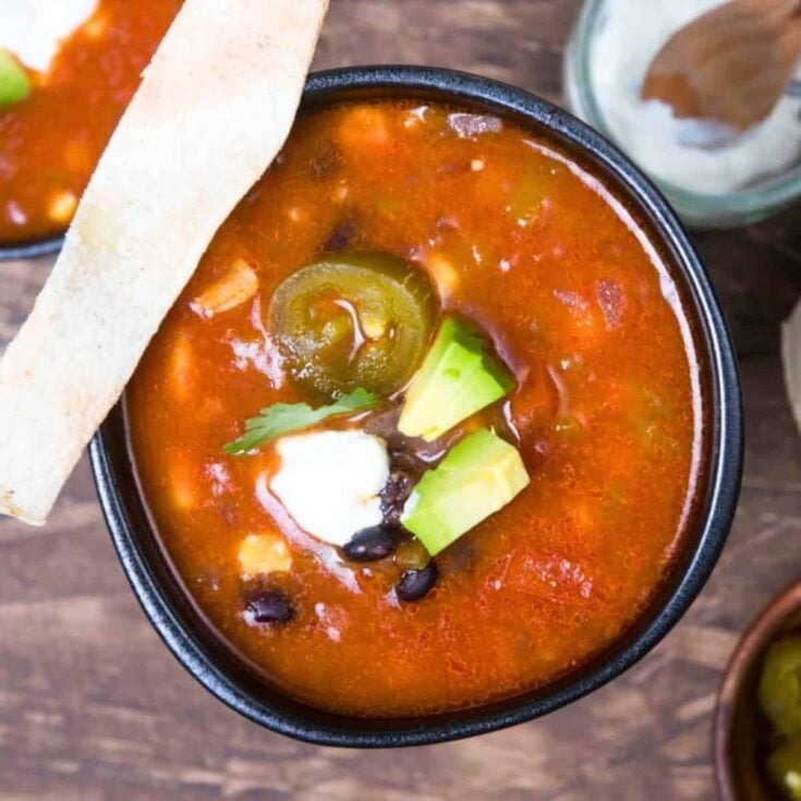 Slow cooker Mexican soup, made after reading these dump and go crockpot dinners
