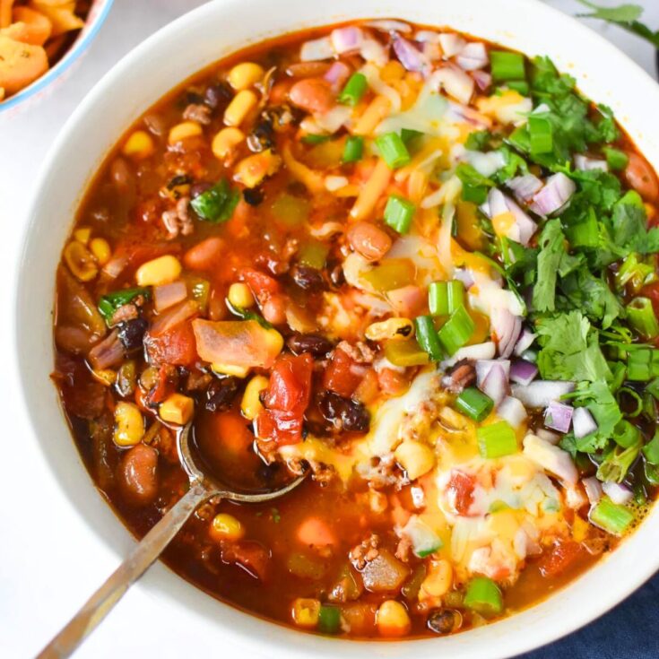 Slow cooker taco soup, made after reading these easy crockpot recipes
