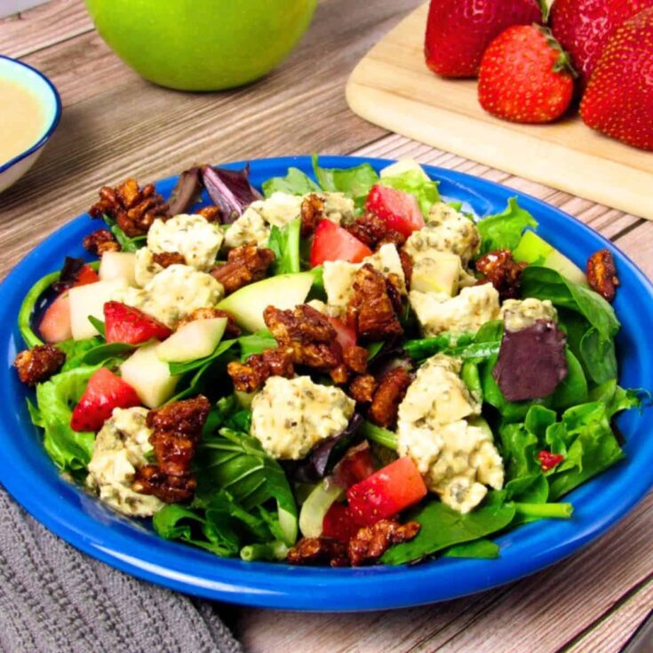 A plate of strawberry apple cider salad