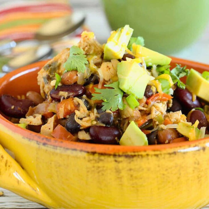 Three bean chicken chili