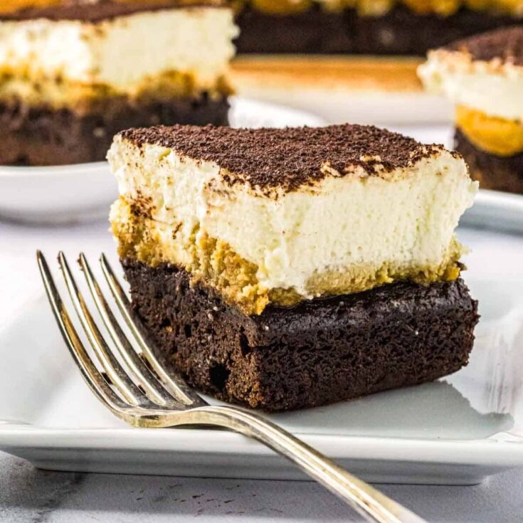 Tiramisu brownie on a plate
