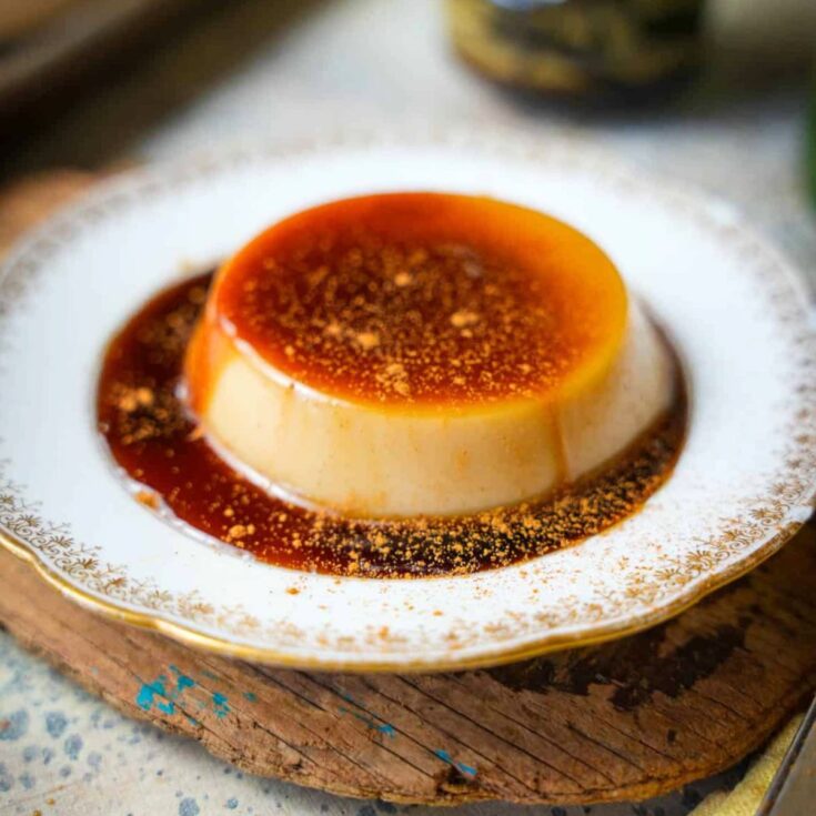 Vietnamese banh flan on a plate