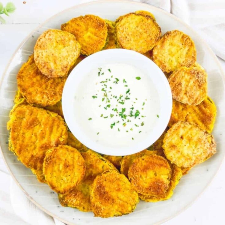 Air fryer fried pickles with a dip