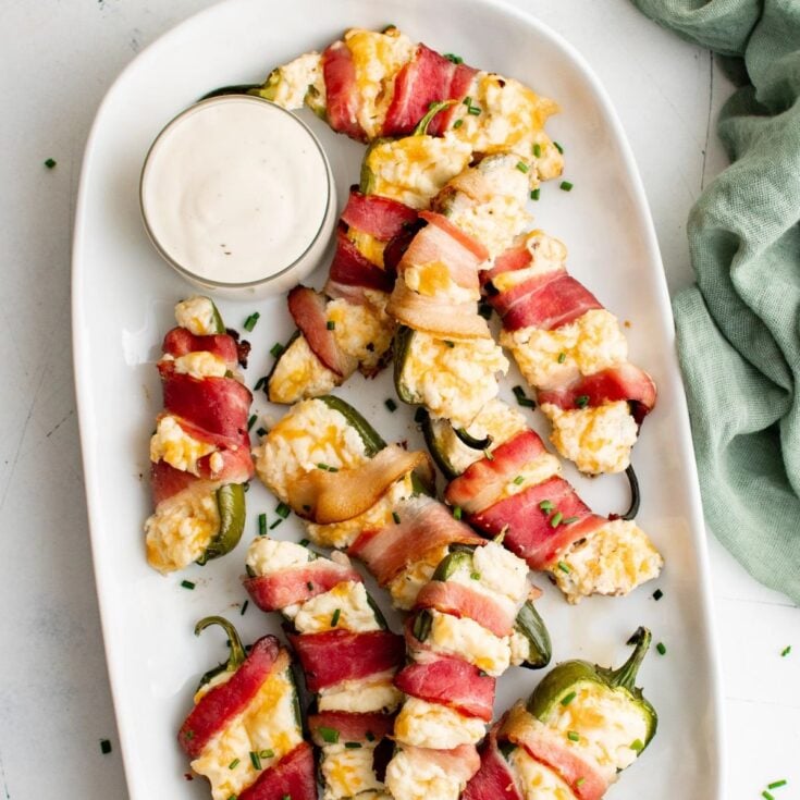 A plate of bacon wrapped Jalapeno popper