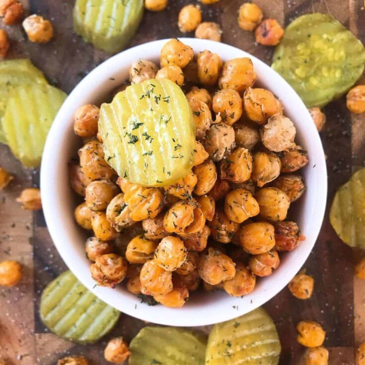 Dill pickle roasted chickpeas