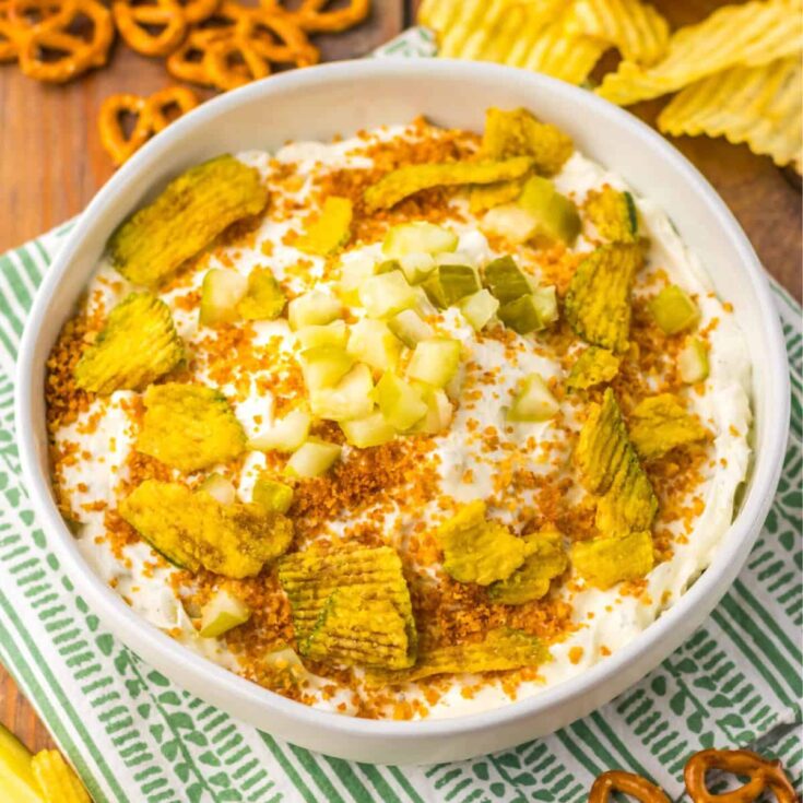 A bowl of fried pickle dip