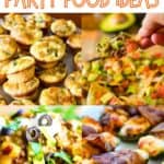 A collage of football party food, with the text overlay football party food ideas