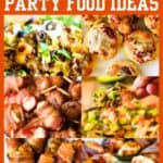 A collage of football party food, with the text overlay football party food ideas