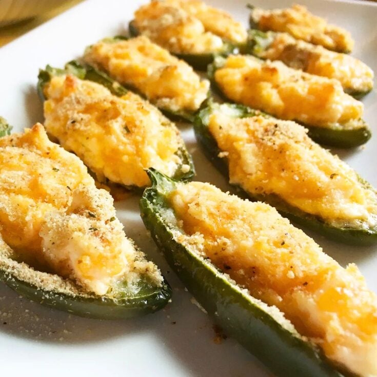 Four-ingredient mild baked Jalapeno poppers