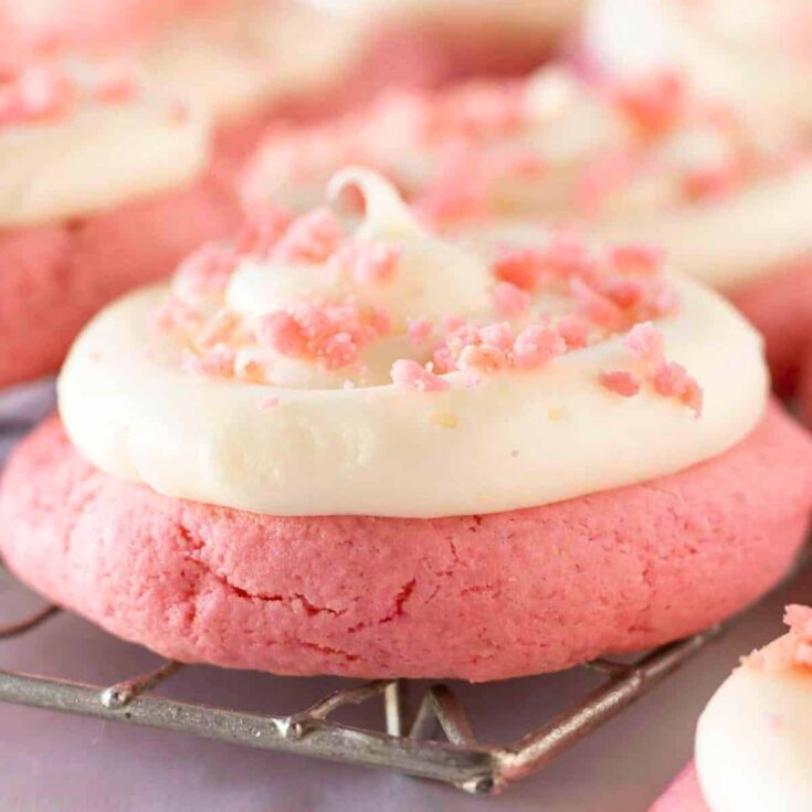 Copycat Crumbl pink velvet cookies