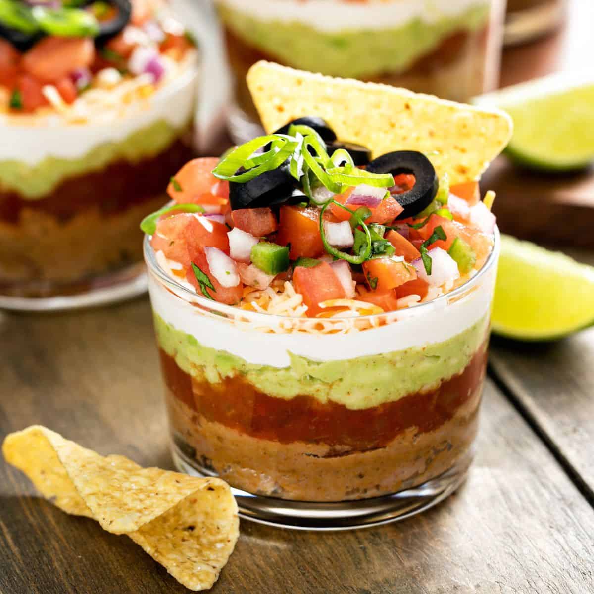 Layered nachos dip, made after reading these cold appetizers