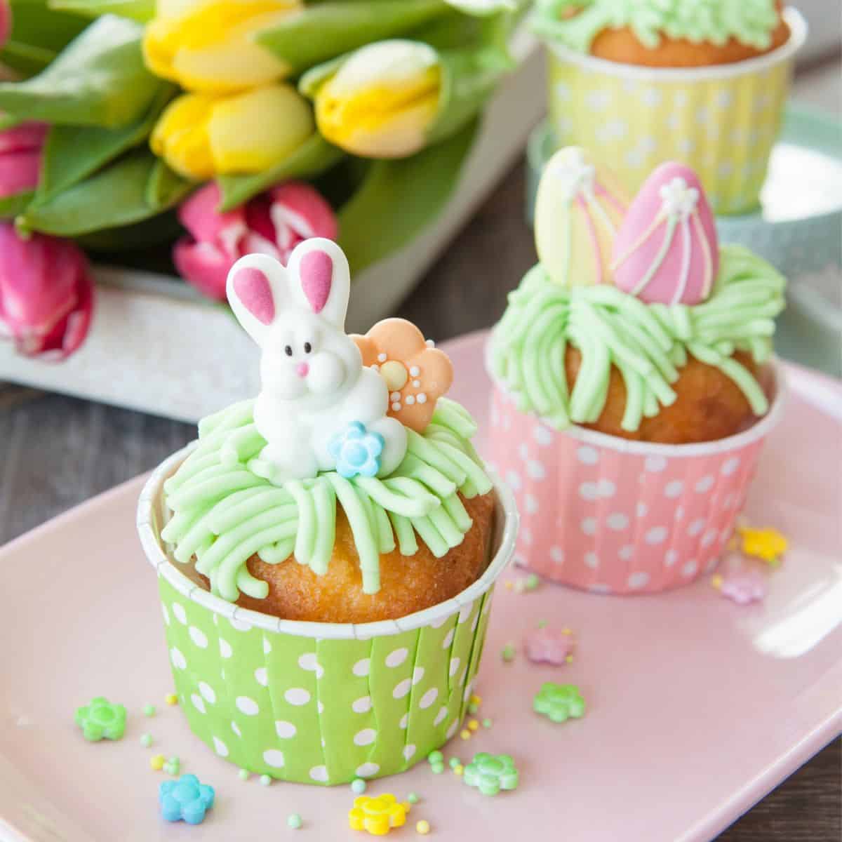 Mini fried bread topped with rabbit-shaped fondant, made after reading these Easter treats