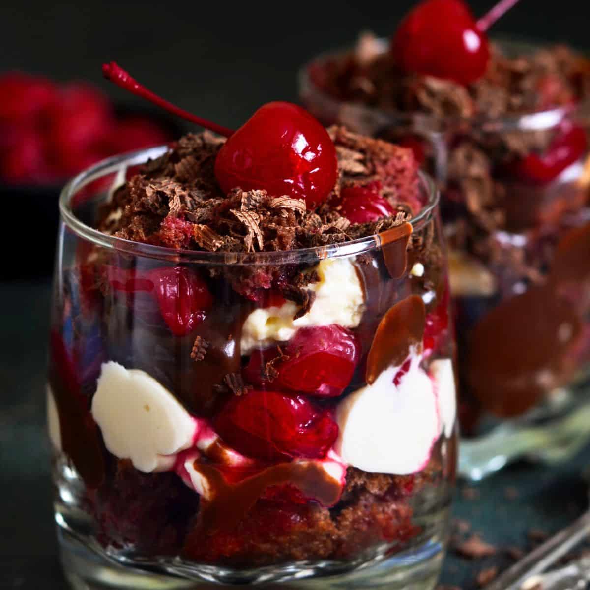 Shaved chocolate ice cream topped with cherry, made after reading these No bake summer desserts