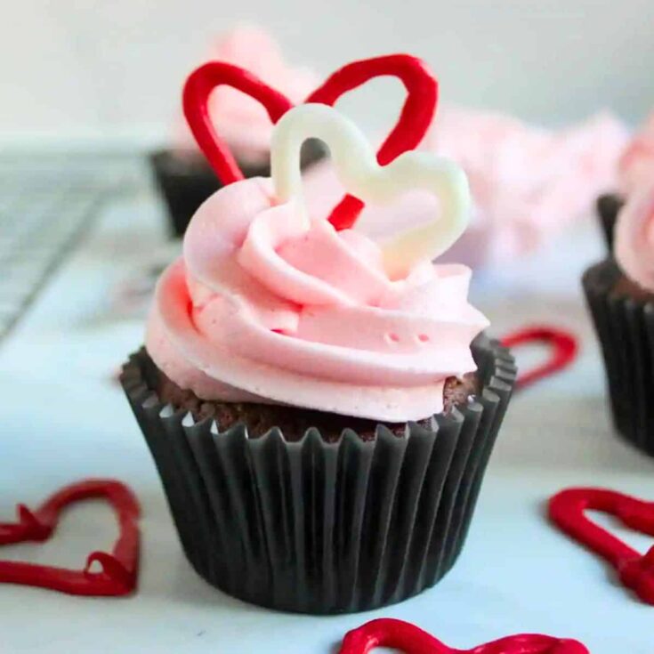 Chocolate heart Valentine cupcakes