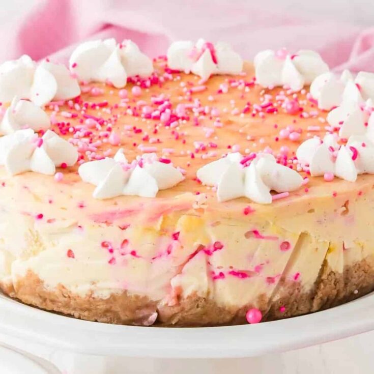 Pink funfetti cheesecake