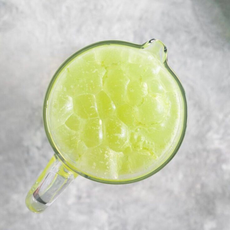 Healthy sour green apple and lime soda