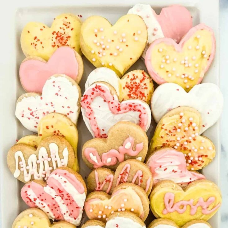 Heart-shaped pink sugar cookies
