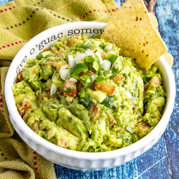 A bowl of homemade guacamole