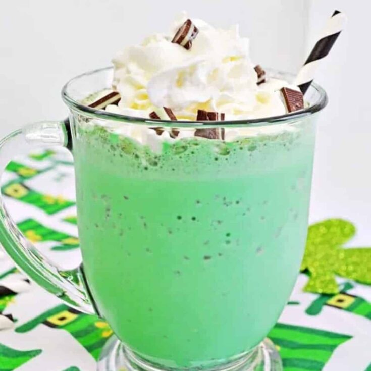 Shamrock shake topped with whipped cream