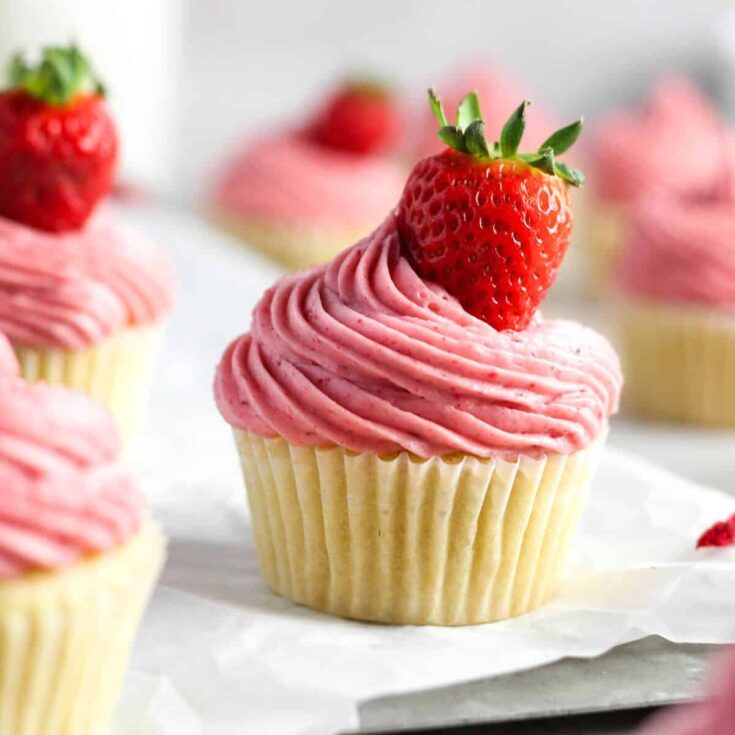 Strawberry filled cupcakes
