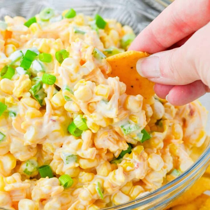 Corn crack dip in a bowl