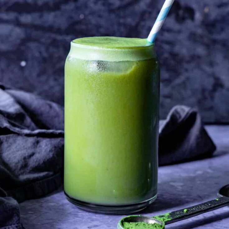 Vegan iced matcha green tea latte