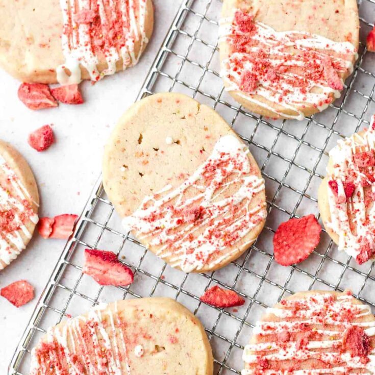 White chocolate strawberry shortbread