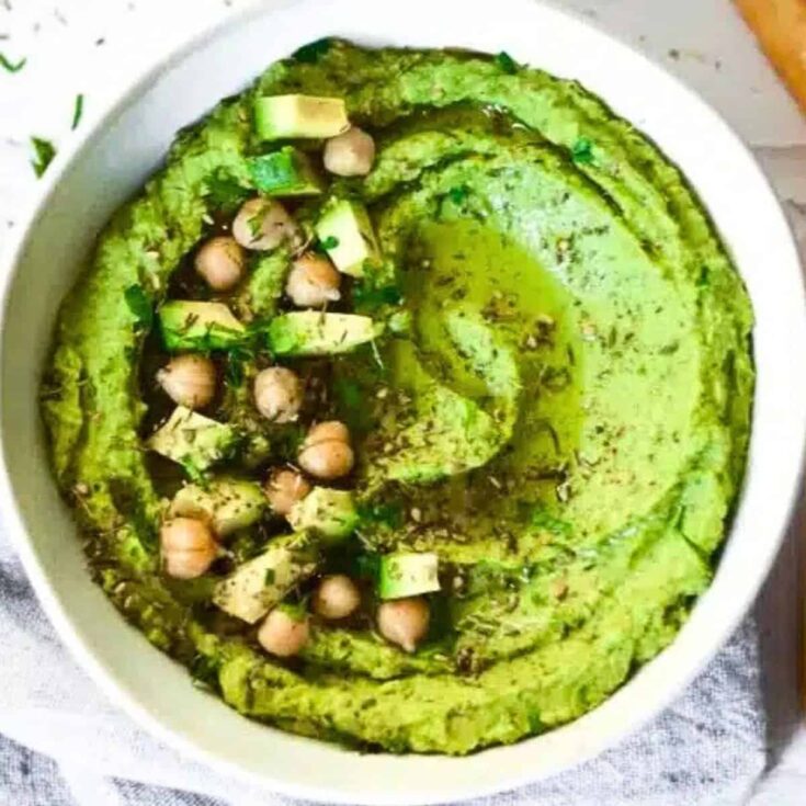 Avocado hummus with spinach