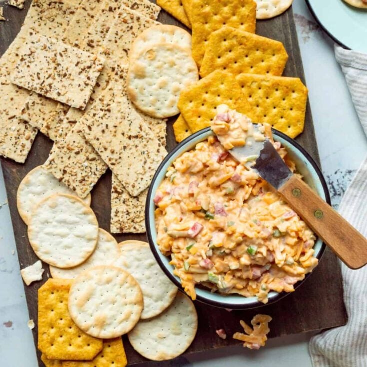 Southern jalapeno pimiento cheese spread appetizer
