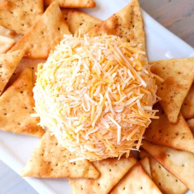 Ghost pepper cheese ball with triangle biscuits