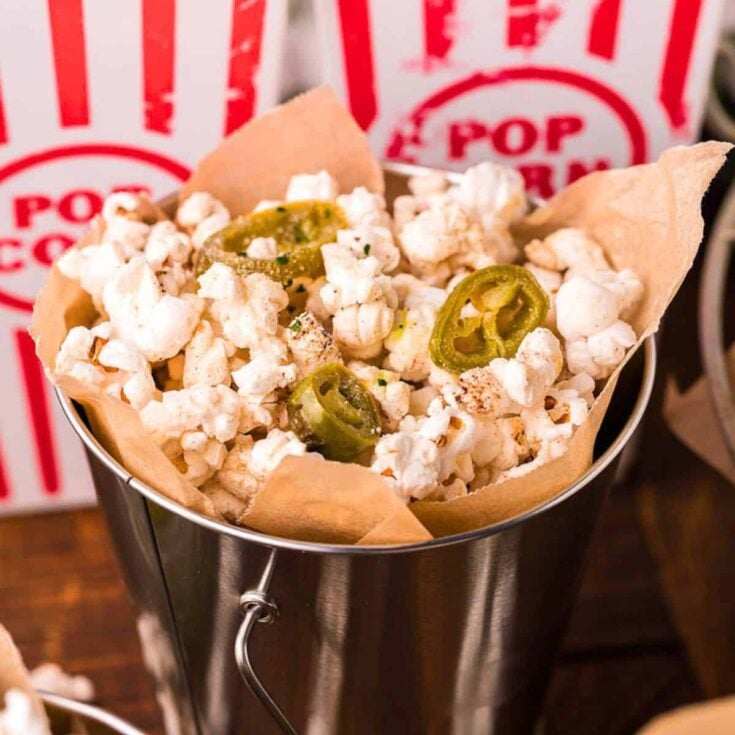 Homemade seasoned jalapeno popcorn appetizer