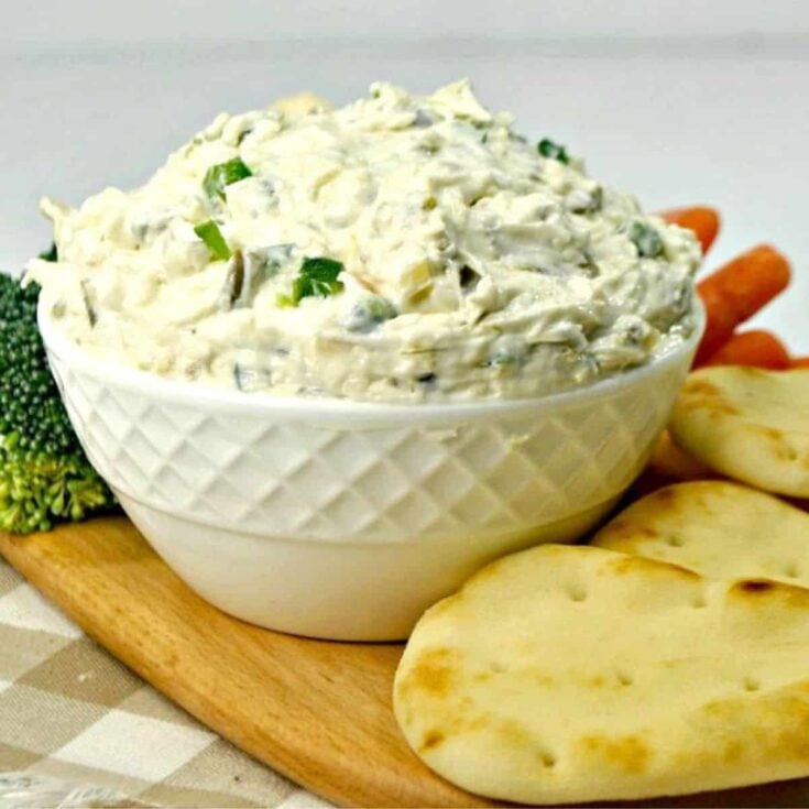A bowl of jalapeno artichoke dip
