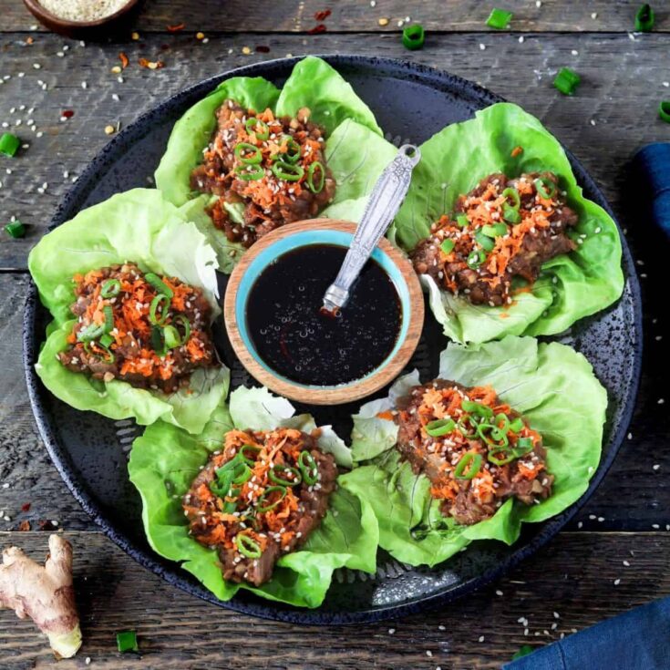 Vegan lettuce wraps on a plate