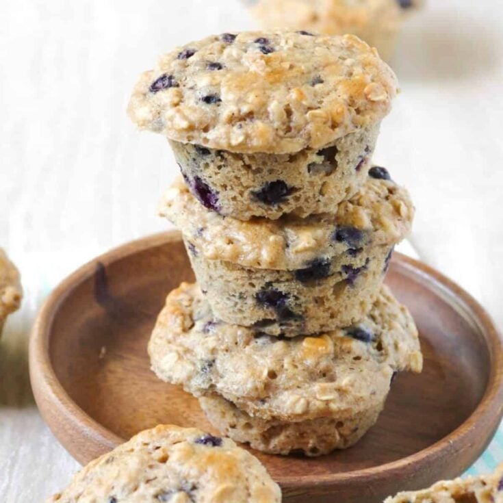 A stack of blueberry yogurt muffins