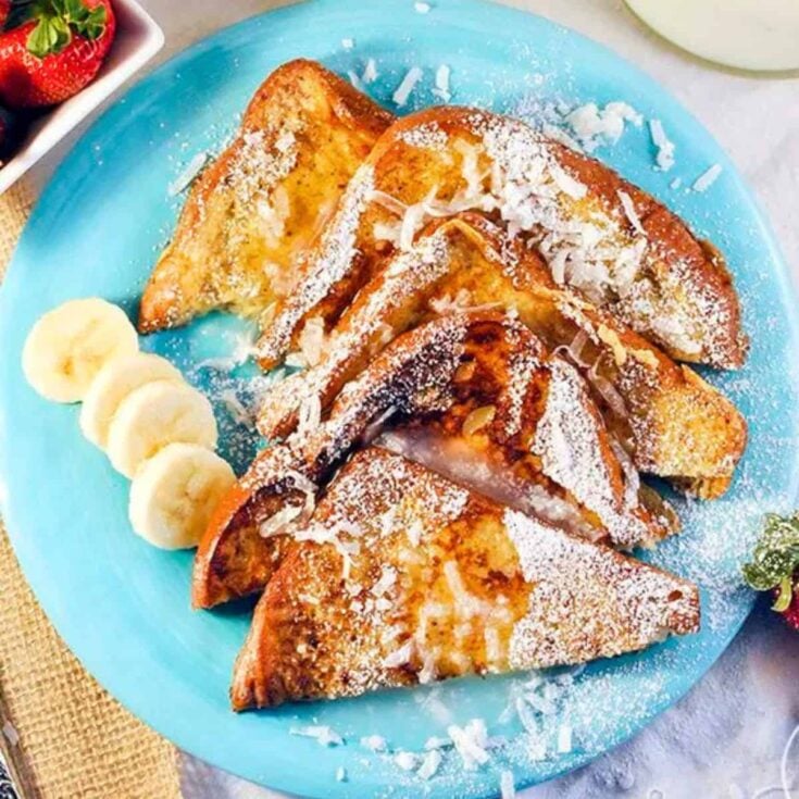 Coconut French toast on a plate