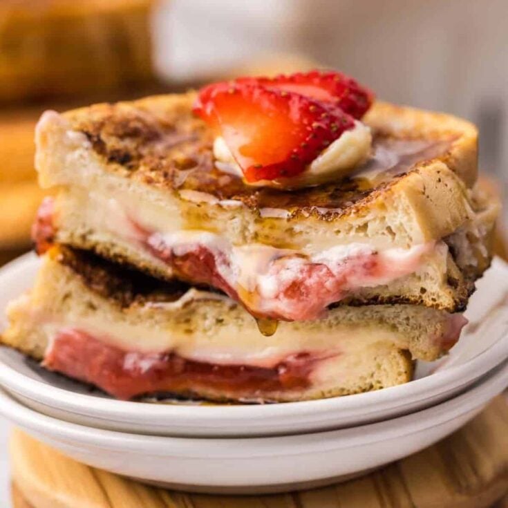 Stuffed French toast on a plate
