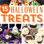 A collage of Halloween treats, with the text overlay 15 Halloween treats