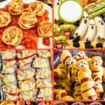 A collage of Halloween finger foods, with the text overlay Spooky starters: Halloween finger foods