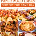A collage of Football party food, with the text overlay 50 Football party food ideas perfect for game day
