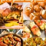 A collage of Tailgating food, with the text overlay Tailgating recipes for a game day feast