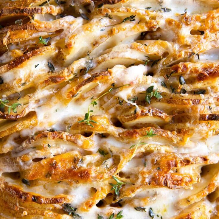 Cheesy potatoes au gratin side, made after reading these Fall dinner party