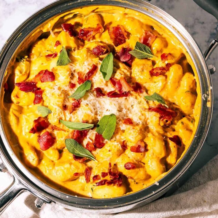 Creamy pumpkin gnocchi, made after reading these Fall dinner party recipes