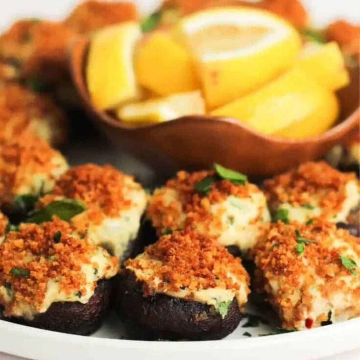 Stuffed mushrooms with crab appetizer, made after reading these Fall dinner party recipes