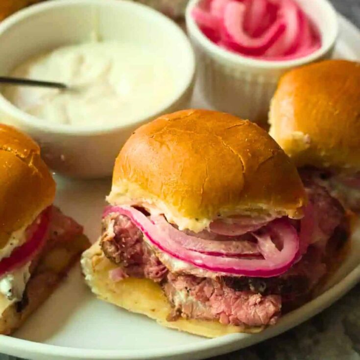 Beef slider appetizer, made after reading these Fall dinner party recipes