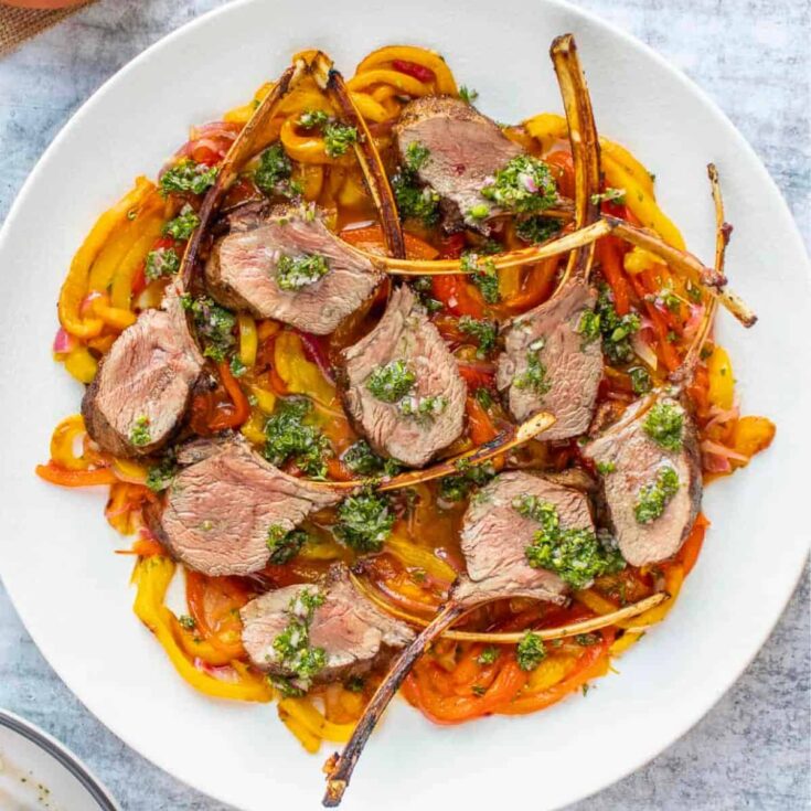 Venison rack on a plate, made after reading these Fall dinner party recipes