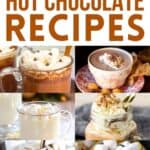 A collage of hot chocolate, with the text overlay 25 delicious hot chocolate recipes